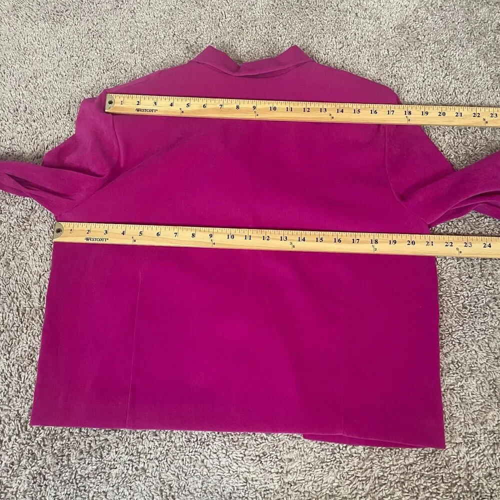 Vintage Blazer Jacket Womens Size 14 Hot Pink Black Stripe Cropped Suede 90s Y2K